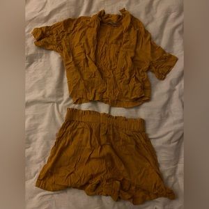 Mustard Yellow Blouse & Shorts Set